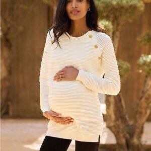 Seraphine Amalia Maternity & Nursing Sweater in cream.